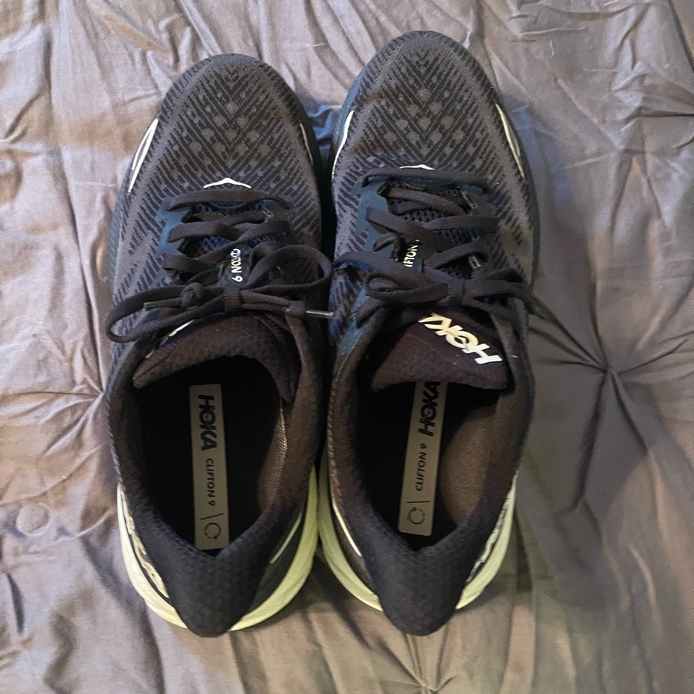 Hoka Clifton 9 Black and White Sneakers